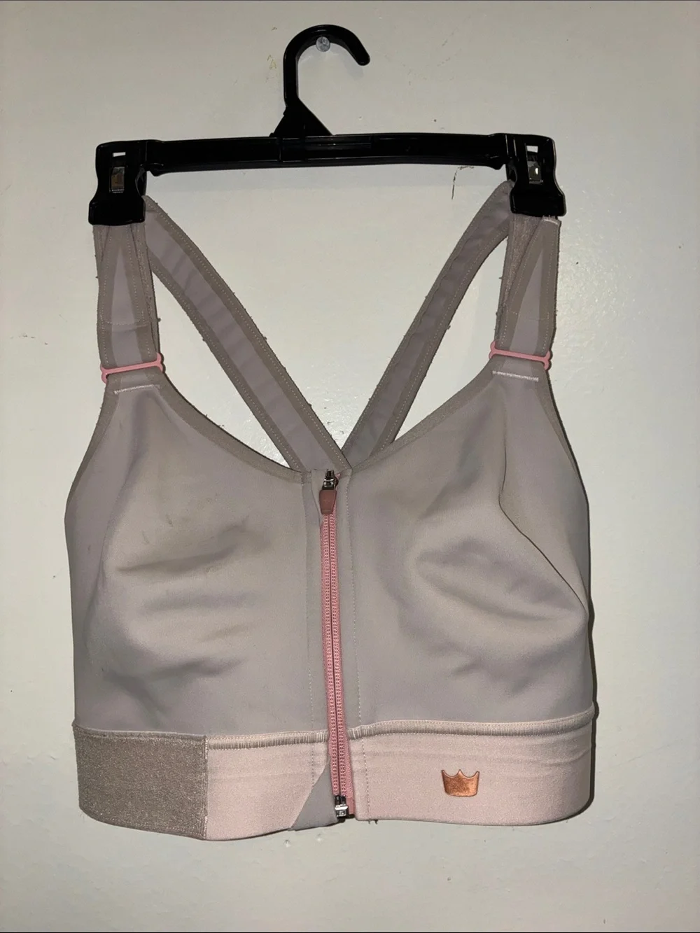 SHEFIT Light Pink Front-Zip Support Sports Bra